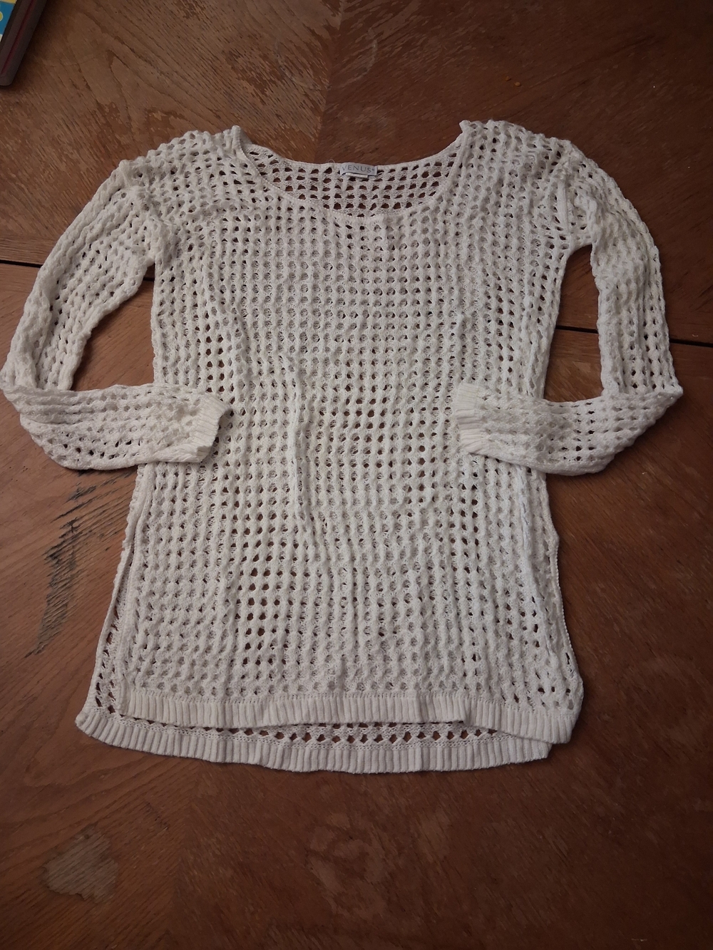 VENUS White Open-Knit Scoop Neck Coverup